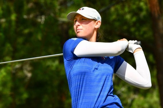 Canadaโs Brooke Rivers was the only player to finish under par on Pinehurst No. 2 on Tuesday. (Photo by Melissa Schaub)