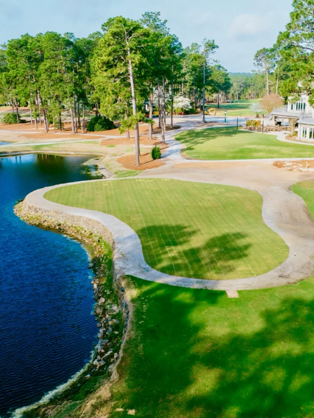 Photos from the renovation at No. 9 • Starting in January, the team have worked tirelessly to install Bermuda Grass greens at National